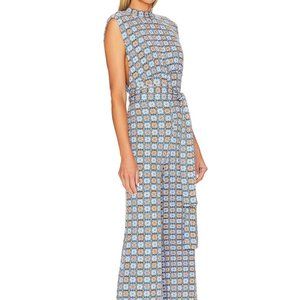 Free People Vibe Check One Piece Jumpsuit Blue Combo Extra Small XS